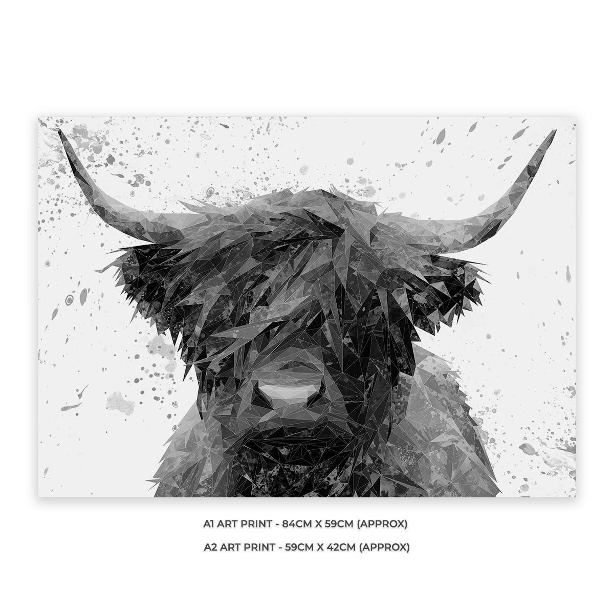 "The Highland" Highland Cow Art (B&W) Unframed Art Print - Andy Thomas Artworks