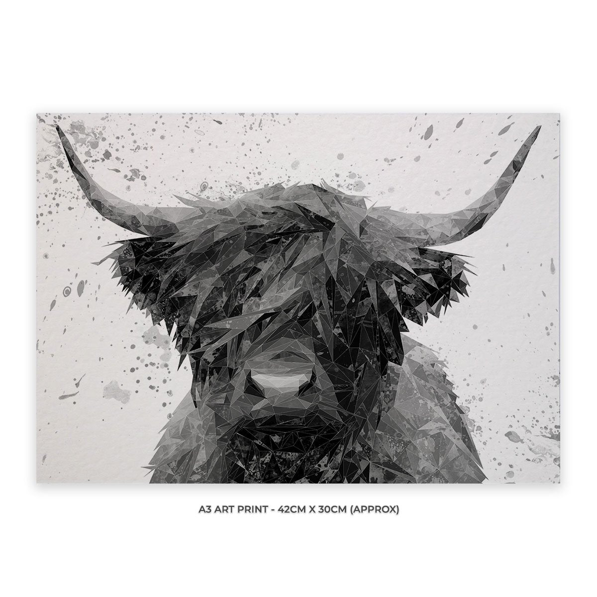 "The Highland" Highland Cow Art (B&W) Unframed Art Print - Andy Thomas Artworks
