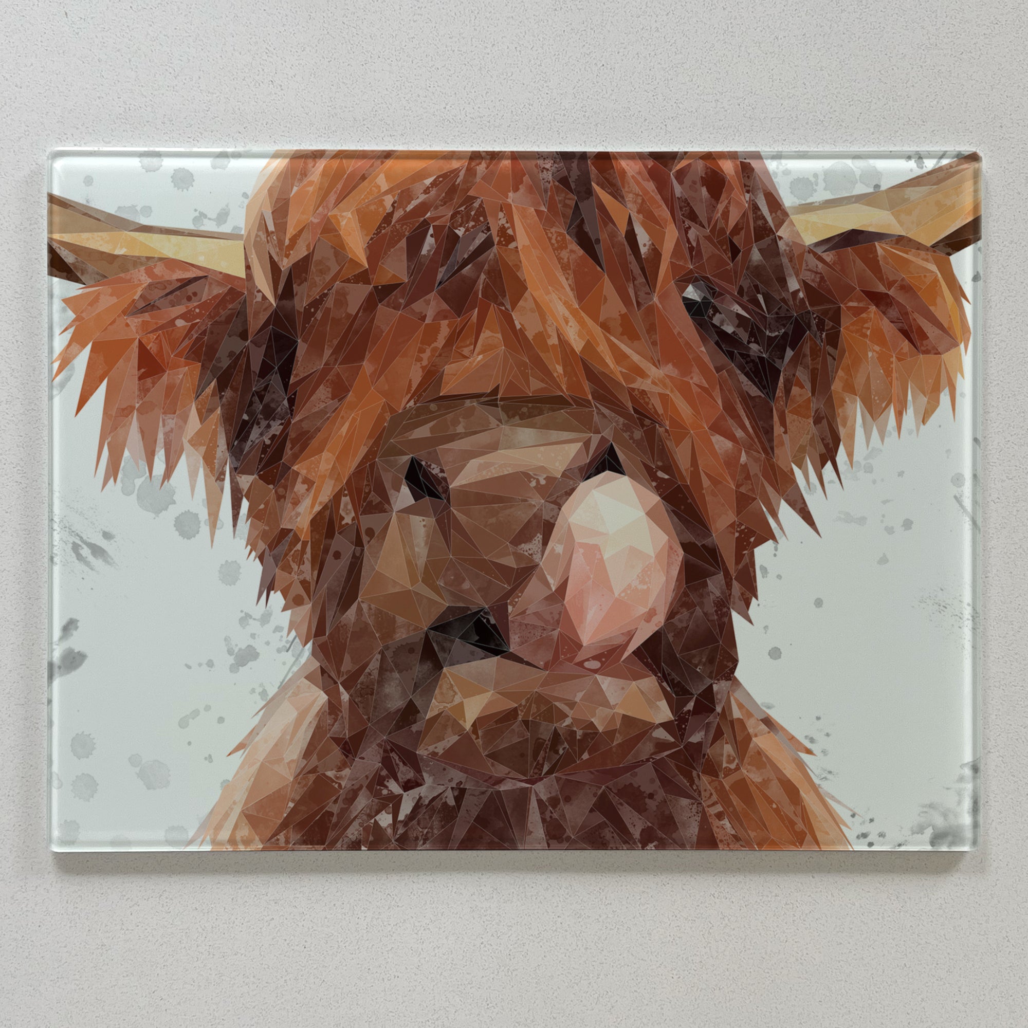 Harry The Highland Bull, Grey Background Premium Glass Worktop Saver