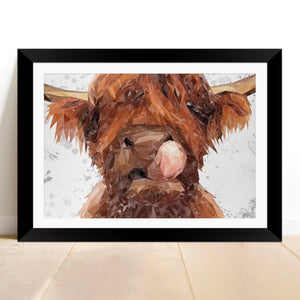 "Harry" The Highland Bull (Grey Background) Framed & Mounted Art Print