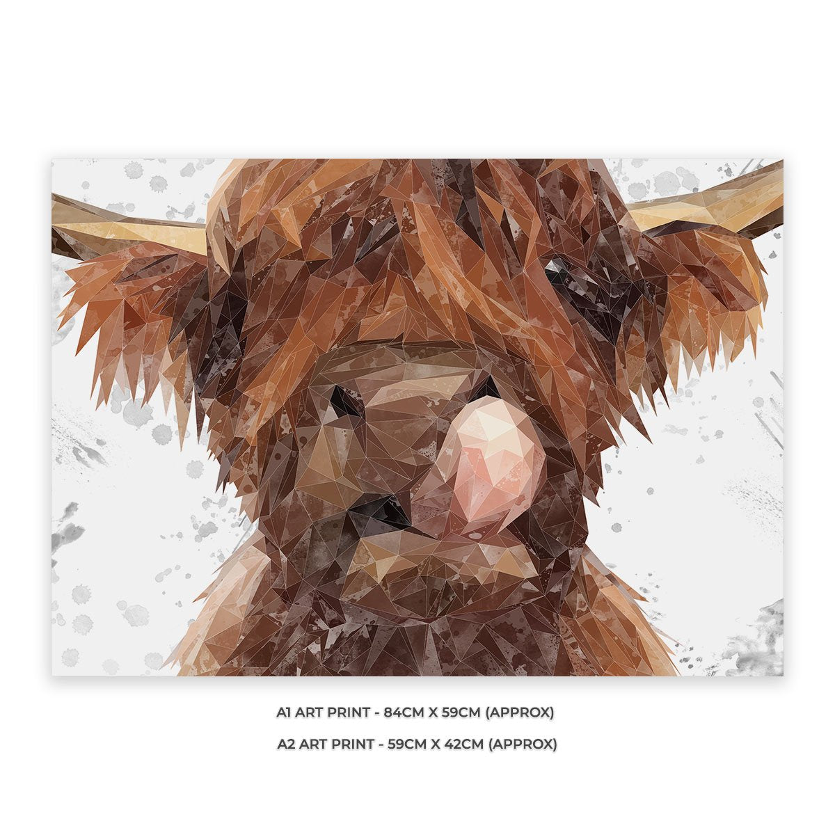 "Harry" The Highland Bull (Grey Background) Unframed Art Print - Andy Thomas Artworks