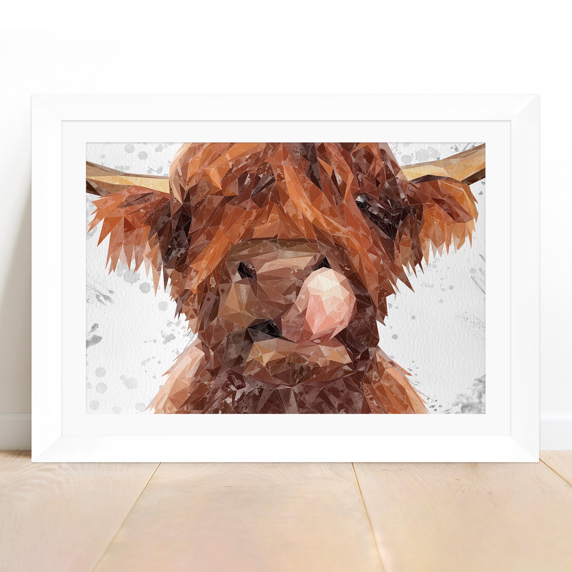 "Harry" The Highland Bull (Grey Background) Framed & Mounted Art Print