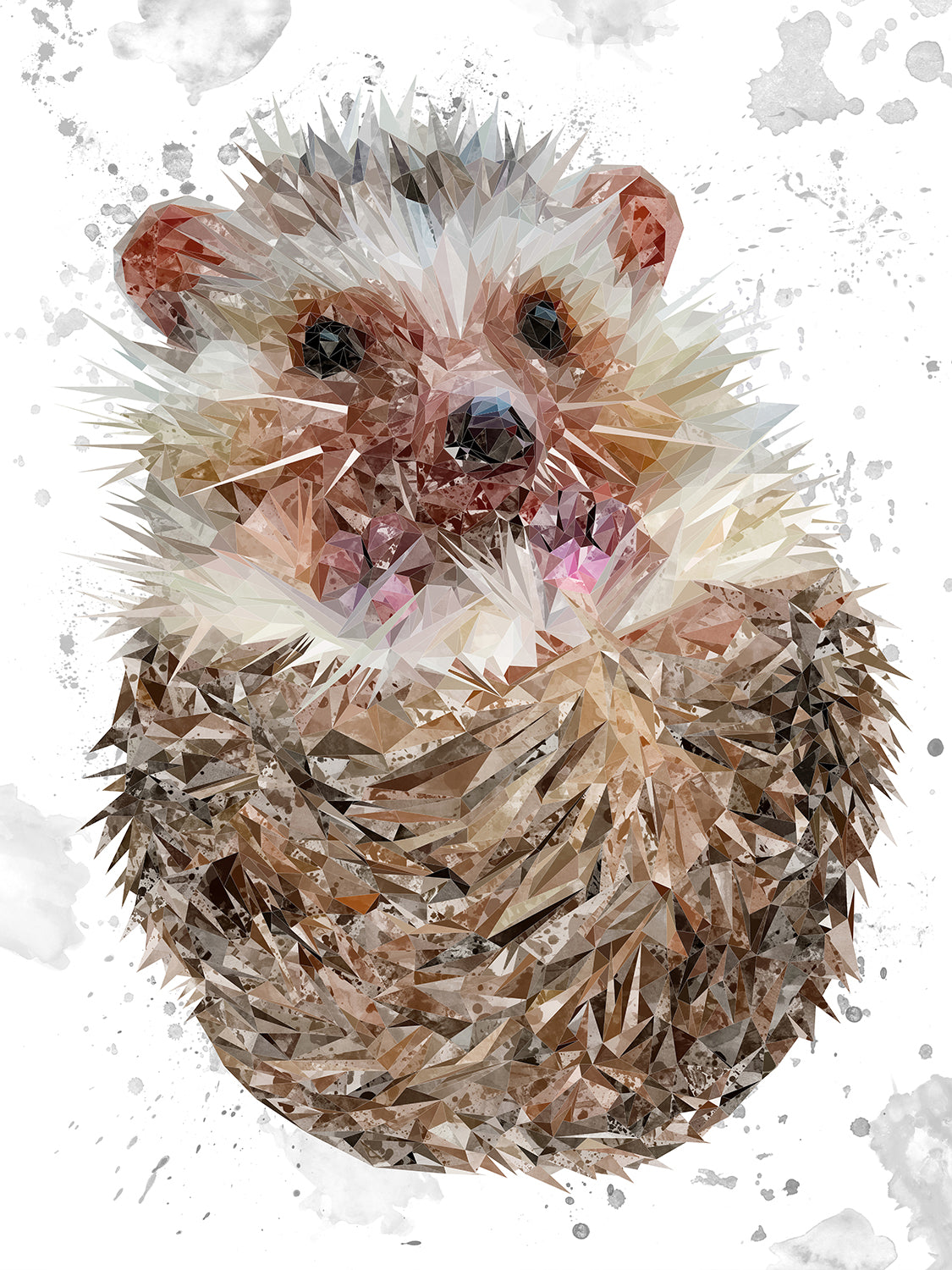 "Milton" The Hedgehog (Grey Background) Canvas Print