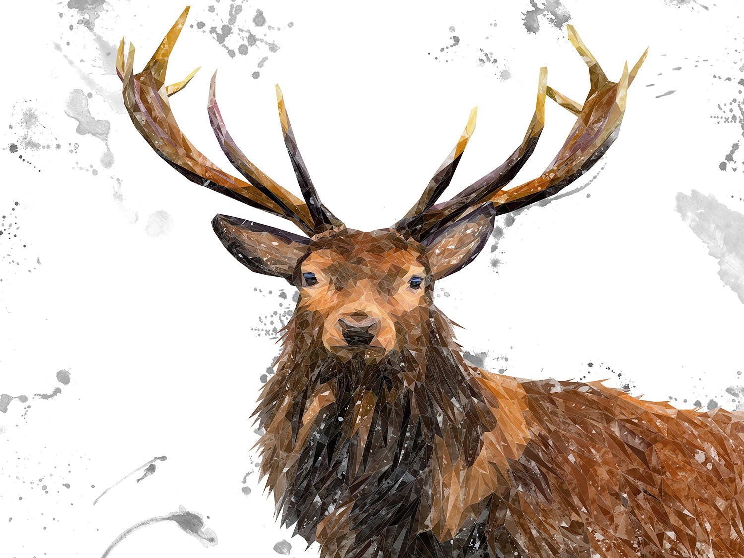 "Rory" The Stag (Grey Background) Canvas Print - Andy Thomas Artworks