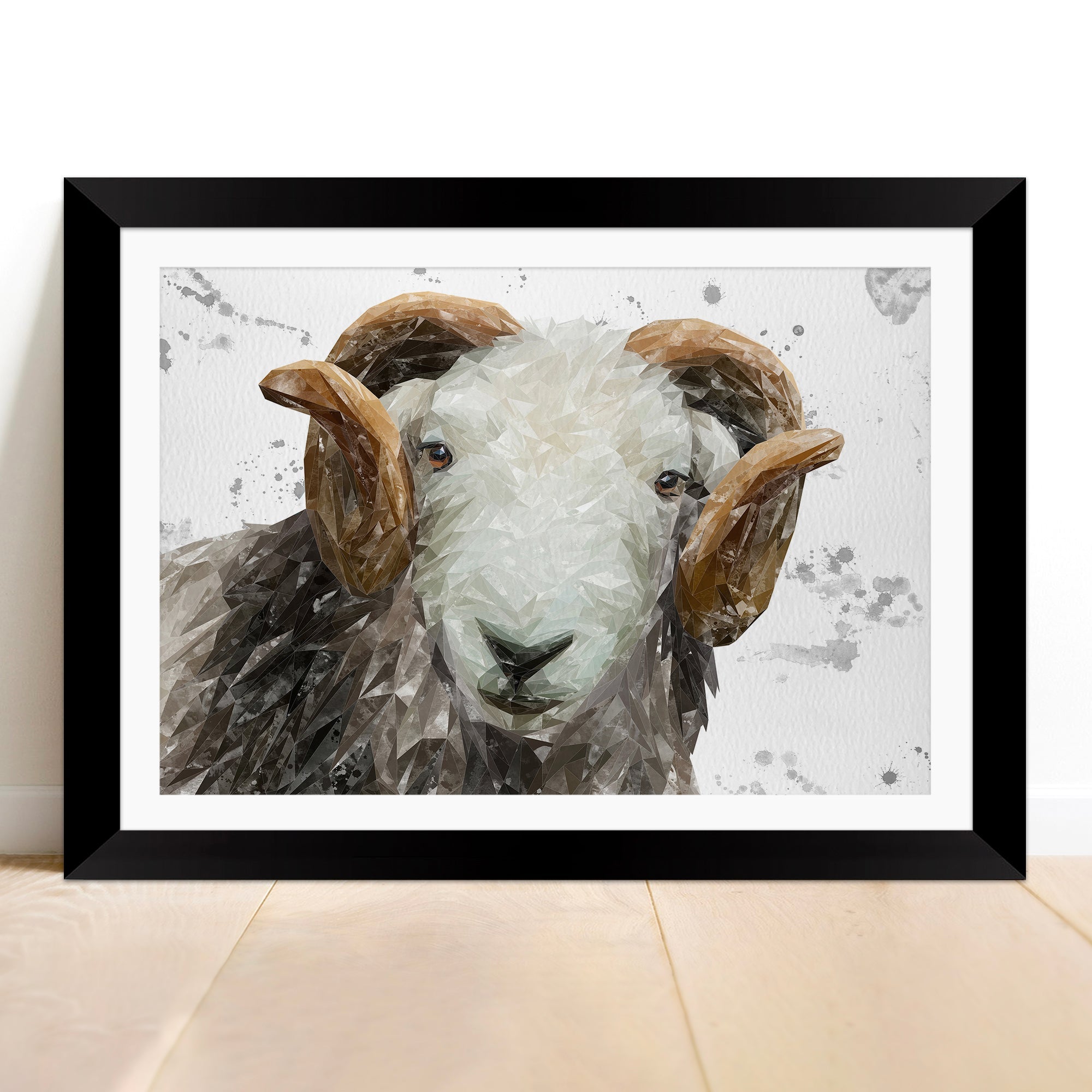 "Stanley" The Herdwick Ram (Grey Background) Framed & Mounted Art Print
