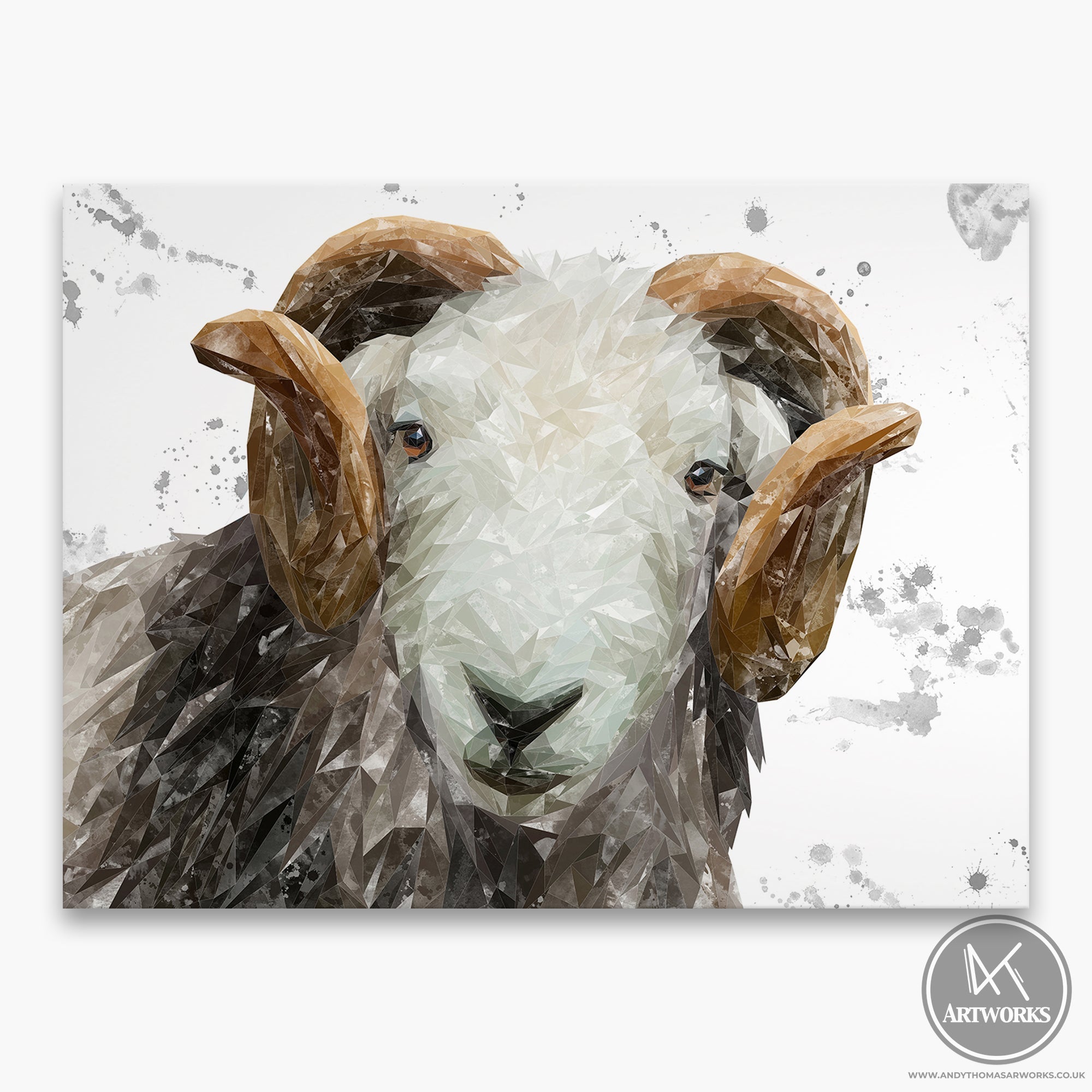 "Stanley" The Herdwick Ram (Grey Background) Canvas Print
