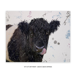 "Eugene" The Belted Galloway Cow 10" x 8" Unframed Art Print - Andy Thomas Artworks