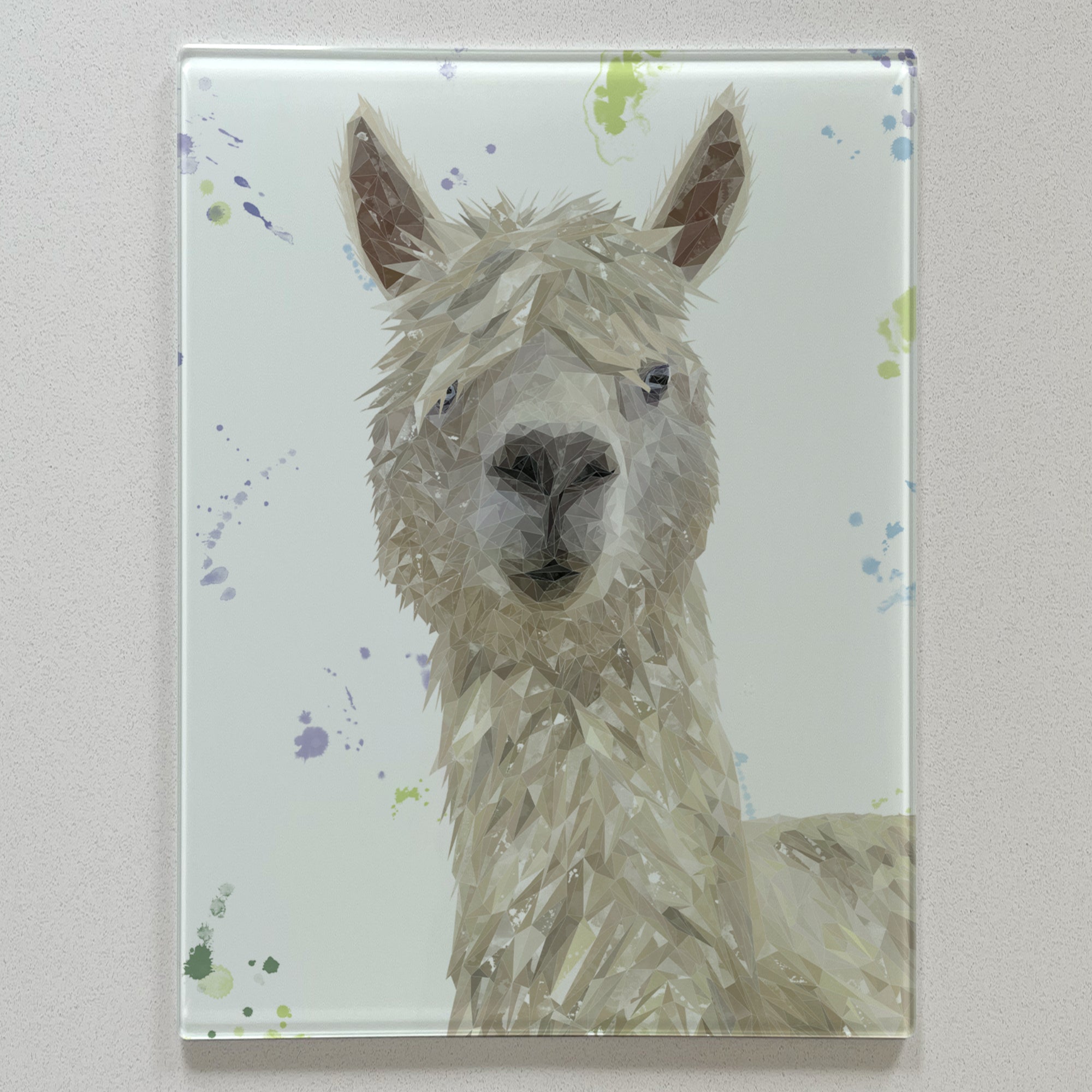 Roland The Alpaca, Portrait, Premium Glass Worktop Saver