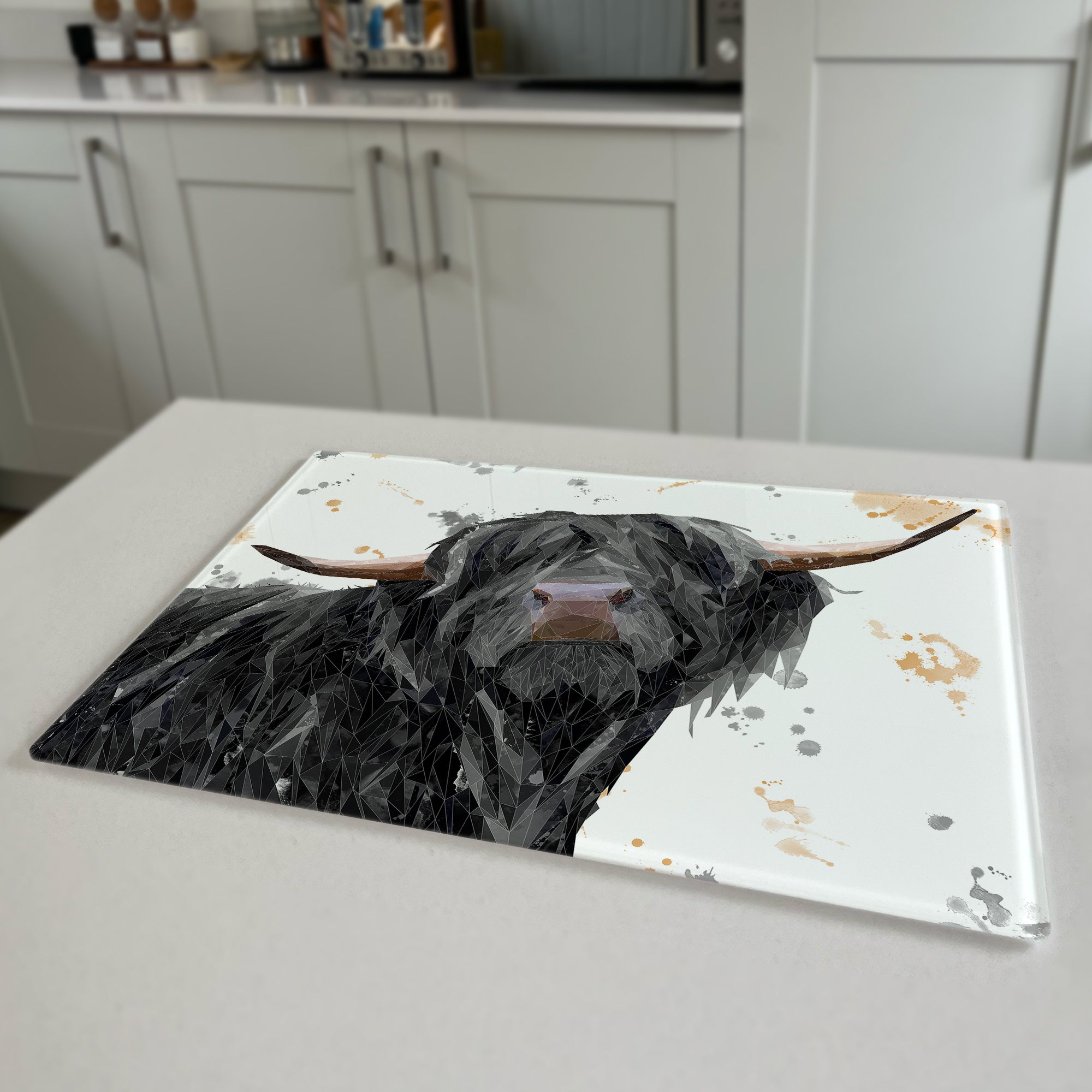 Barnaby The Highland Bull Premium Glass Worktop Saver