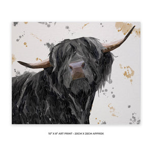 "Barnaby" The Highland Bull 10" x 8" Unframed Art Print - Andy Thomas Artworks