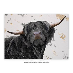 "Barnaby" The Highland Bull A3 Unframed Art Print - Andy Thomas Artworks