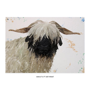 "Bertha" The Valais Blacknose Sheep 5x7 Mini Print - Andy Thomas Artworks