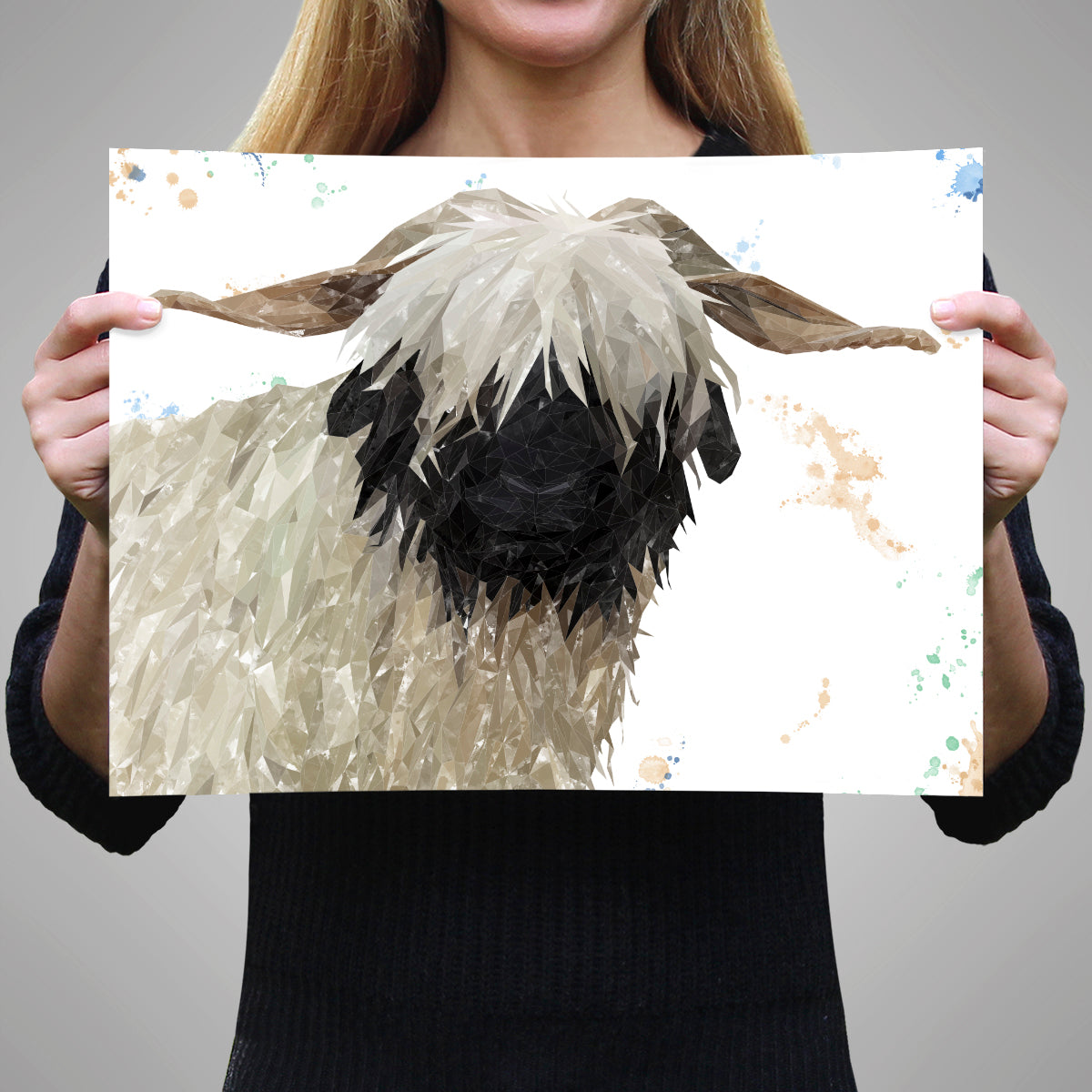 "Bertha" The Valais Blacknose Sheep A3 Unframed Art Print - Andy Thomas Artworks