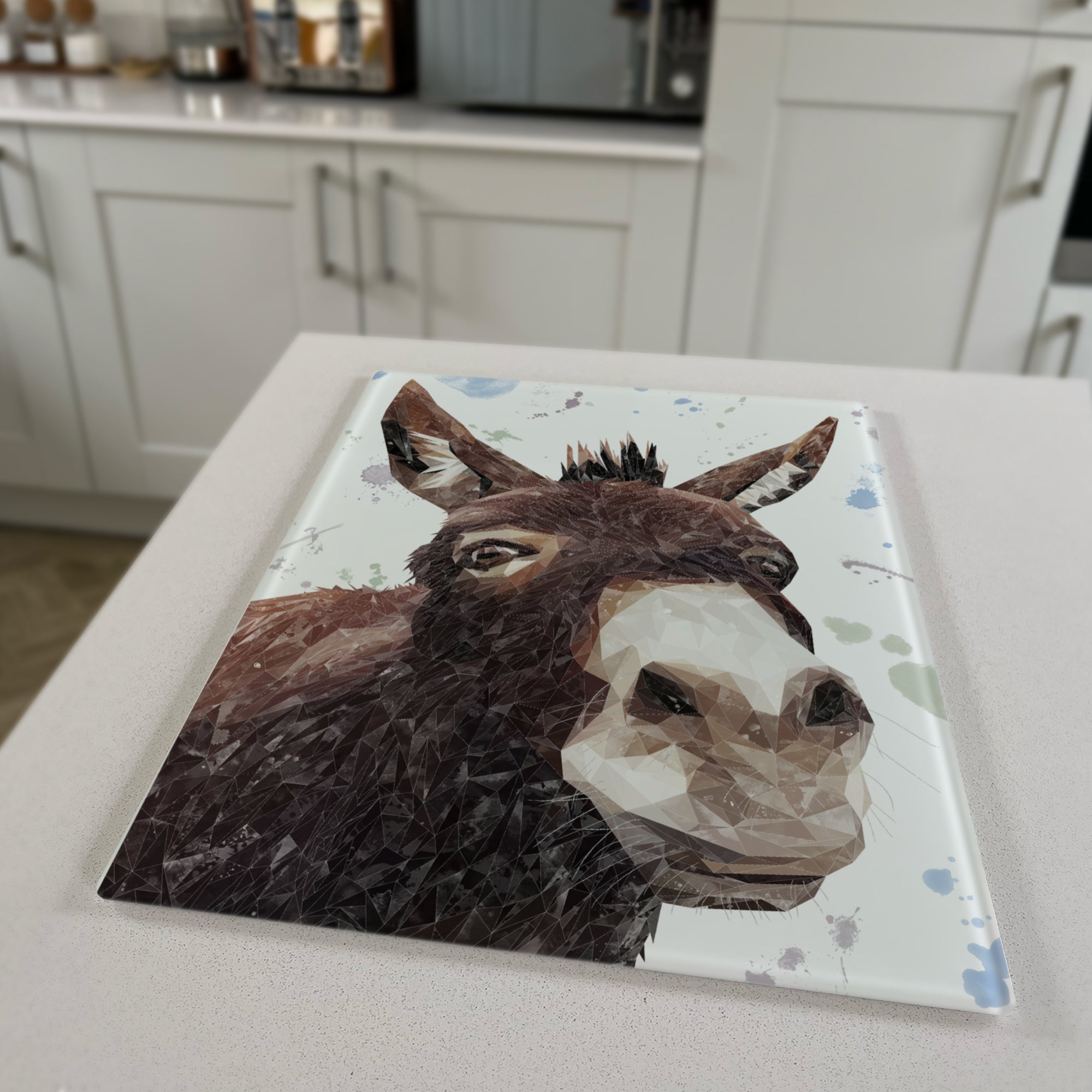 Conka The Donkey, Portrait, Premium Glass Worktop Saver