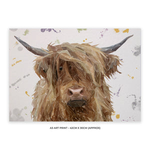"Millie" The Highland Cow A3 Unframed Art Print - Andy Thomas Artworks