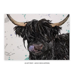 "Mabel" The Highland Cow A3 Unframed Art Print - Andy Thomas Artworks