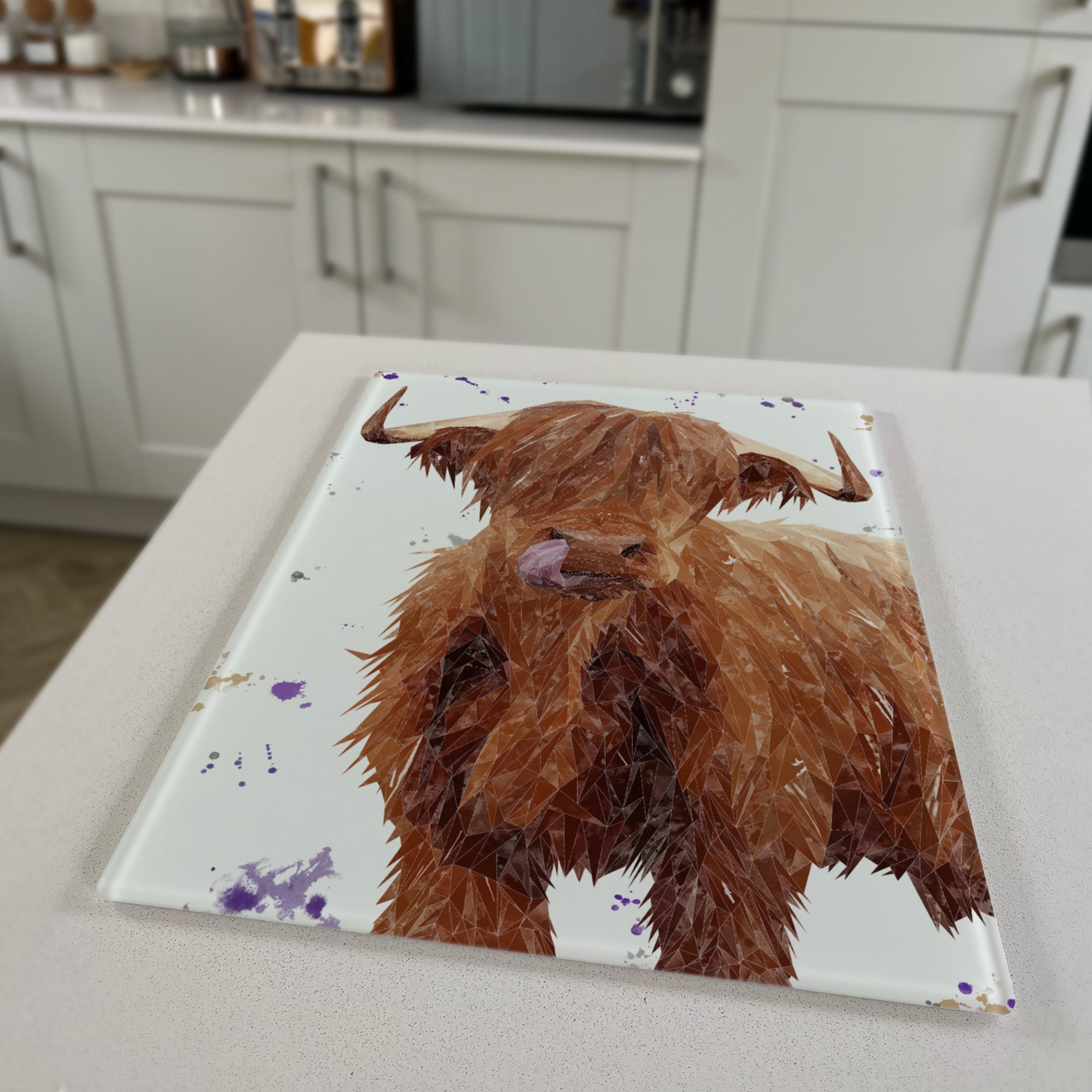 Steven Thomas The Highland Bull, Portrait, Premium Glass Worktop Saver