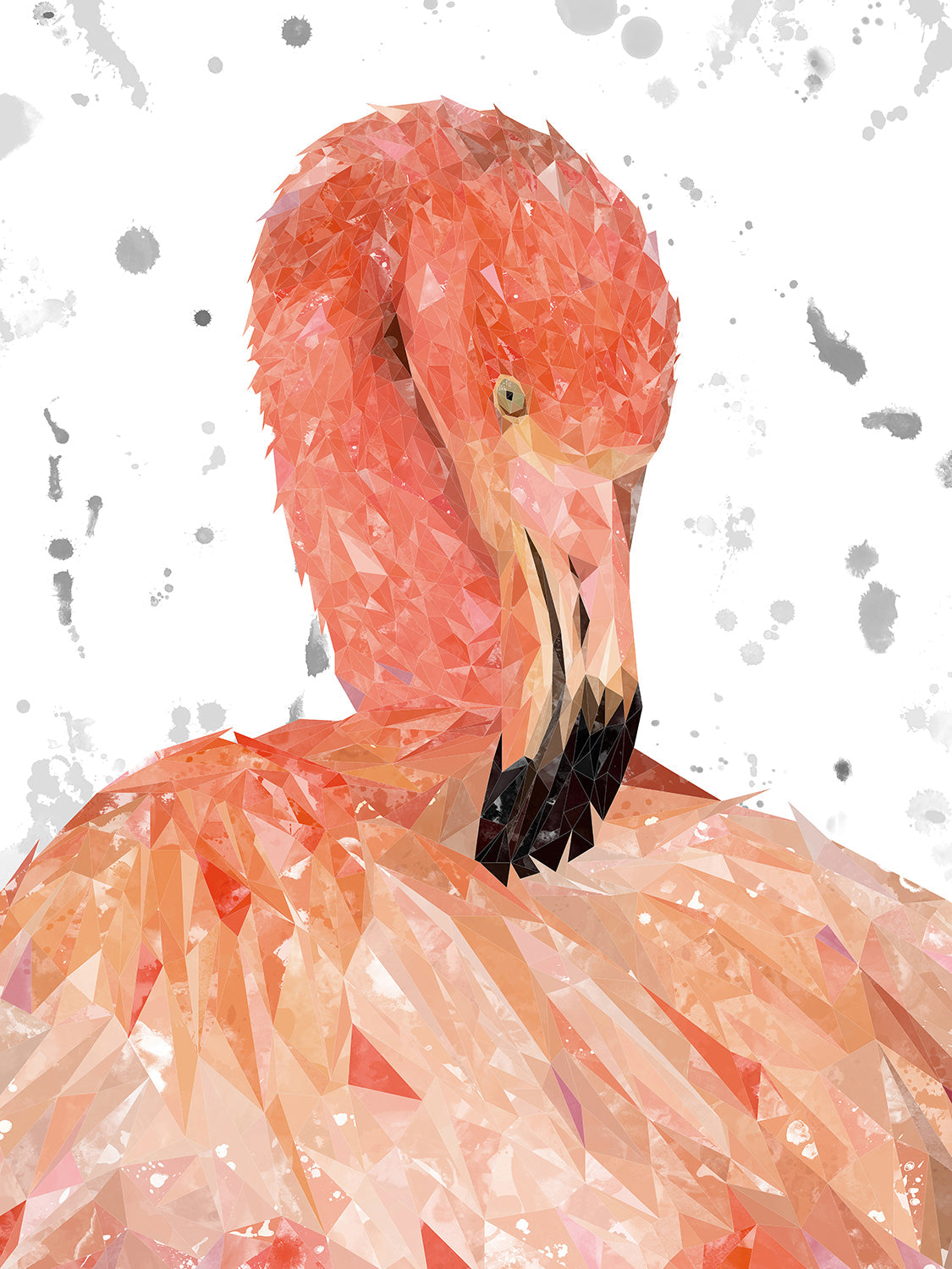 "Felicity" The Flamingo (Grey Background) Canvas Print