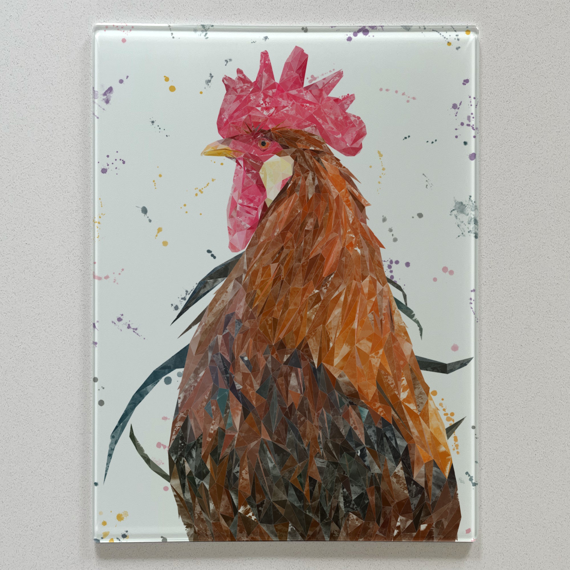 Cooper The Cockerel, Portrait, Premium Glass Worktop Saver