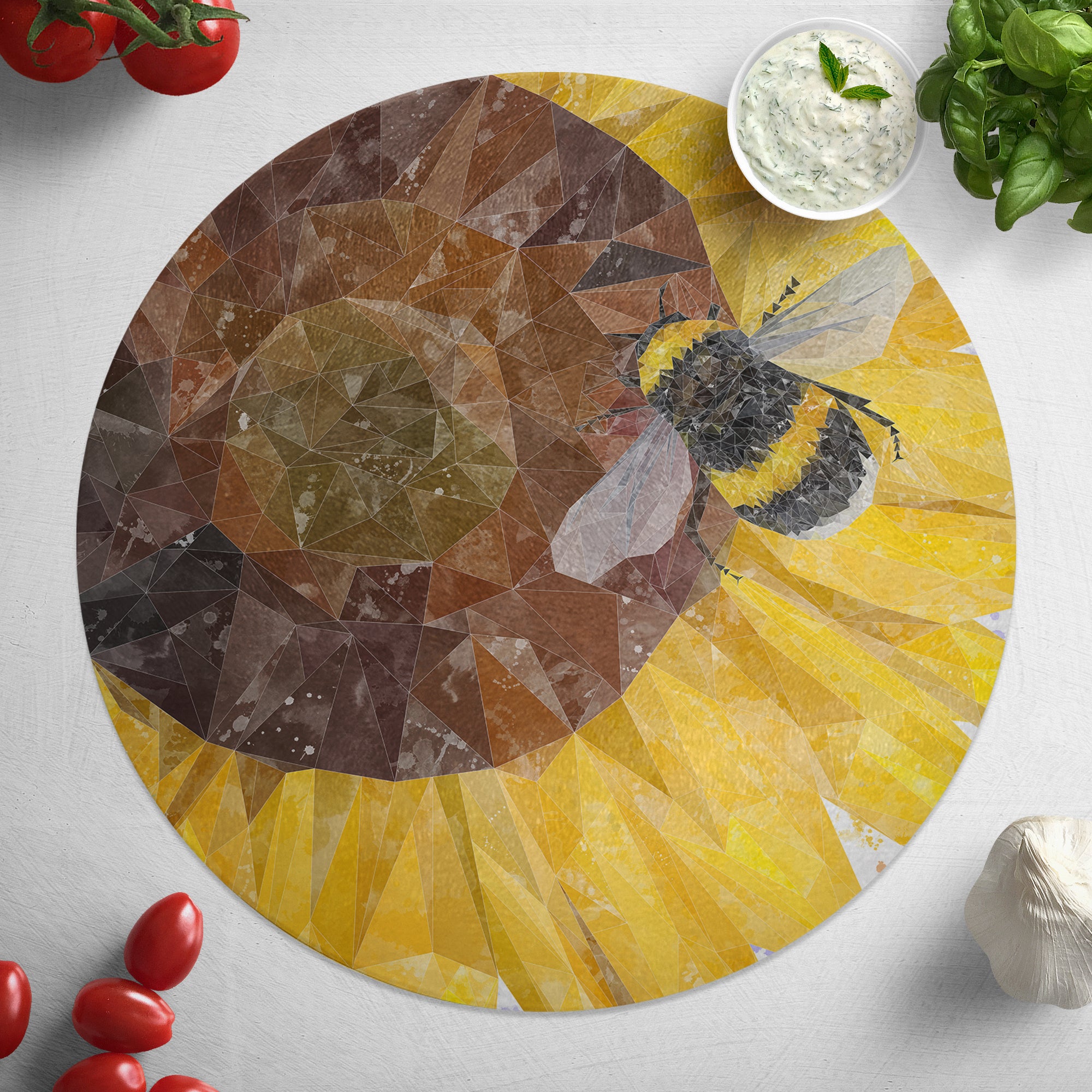 "Summer Nectar" The Bee and The Sunflower Glass Worktop Saver