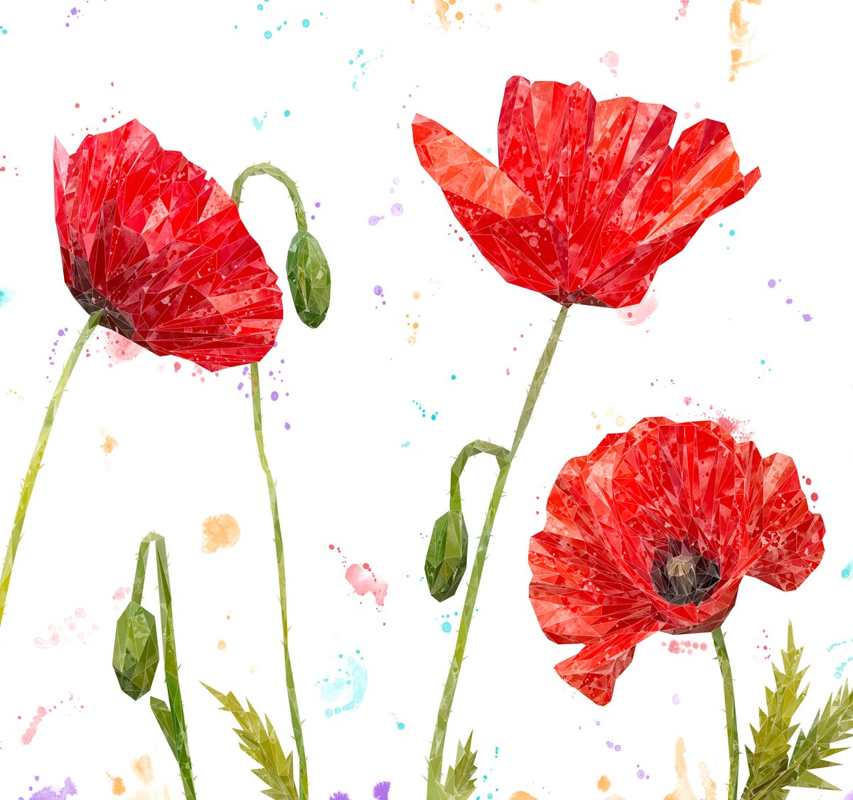 "Hope" Poppies (Landscape) Kitchen Splashback