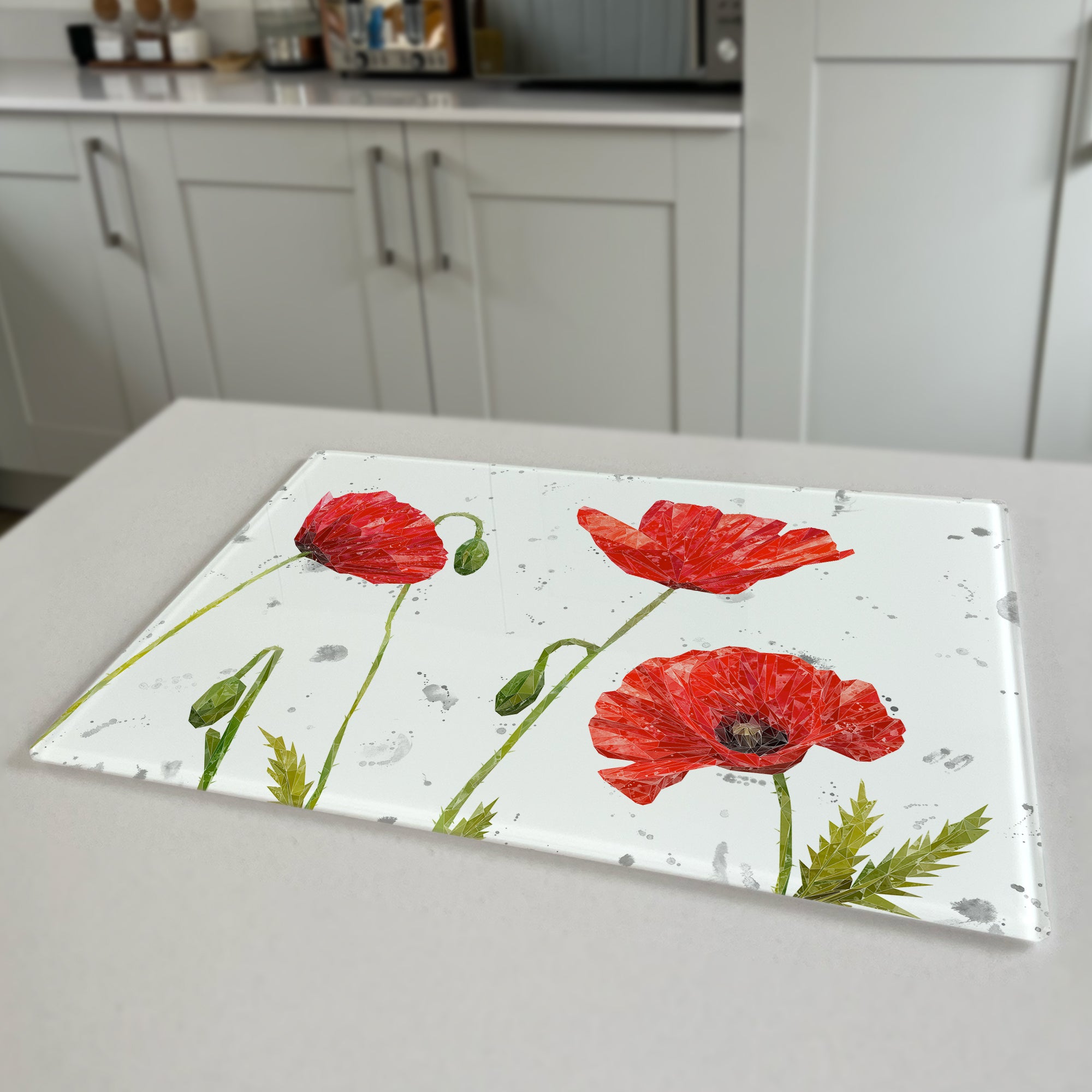 Hope, The Poppies, Grey Background Landscape Premium Glass Worktop Saver