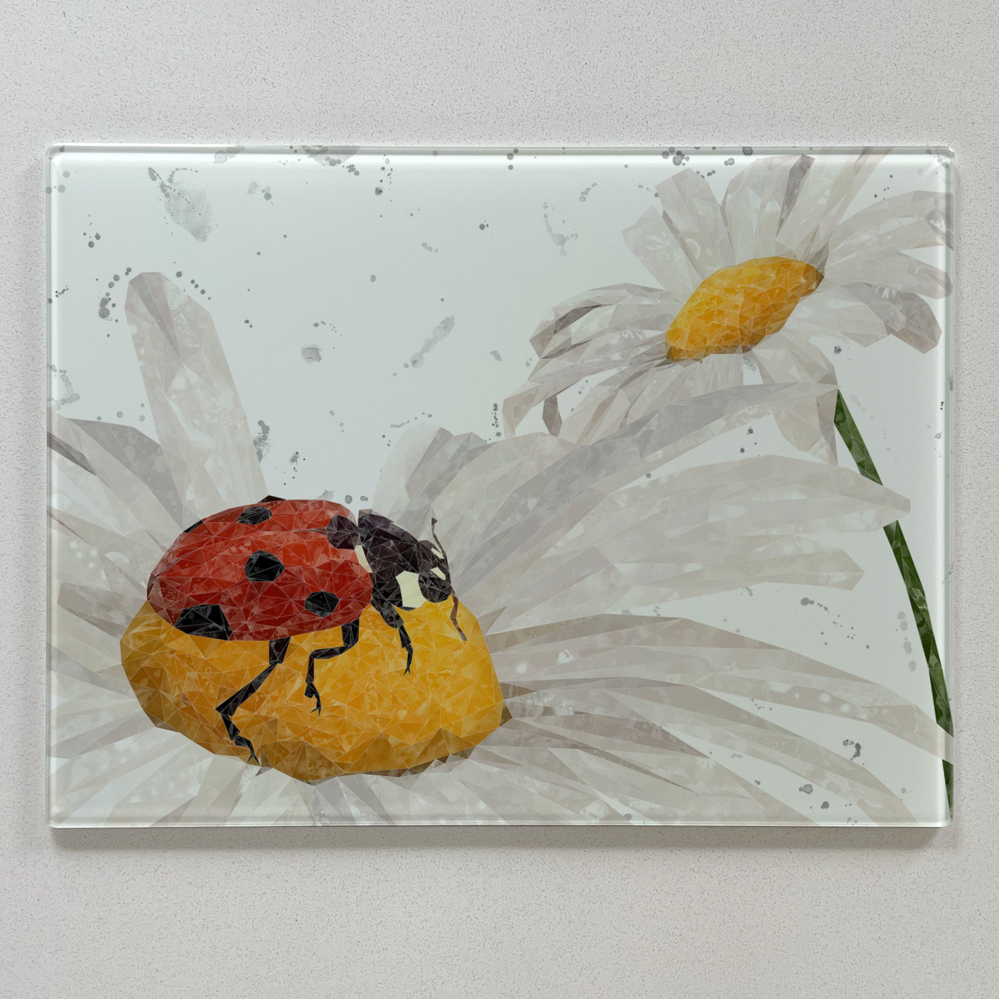Lady Daisy, The Ladybird and Daisy, Grey Background Premium Glass Worktop Saver