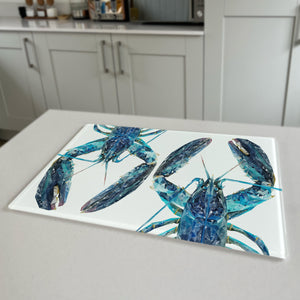 Two Blue Lobsters, Premium Glass Worktop Saver