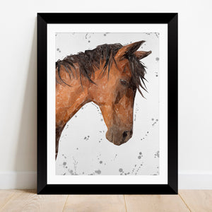 "Duke" The Horse (Grey Background Portrait) Framed & Mounted Art Print