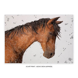 "Duke" The Horse (Grey Background) A3 Unframed Art Print