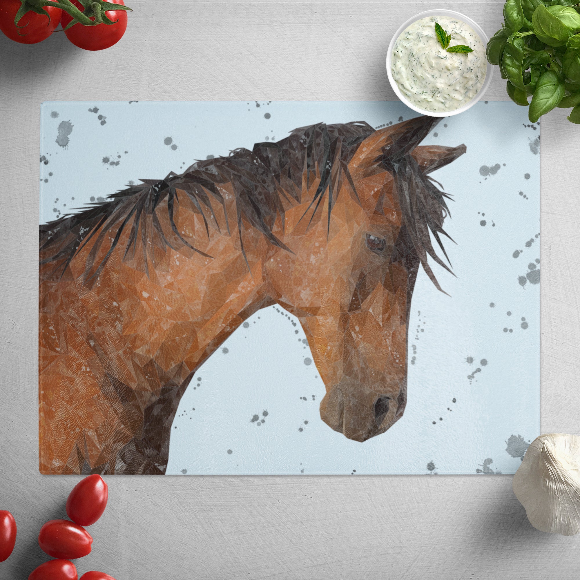 "Duke" The Horse (Grey Background) Glass Worktop Saver