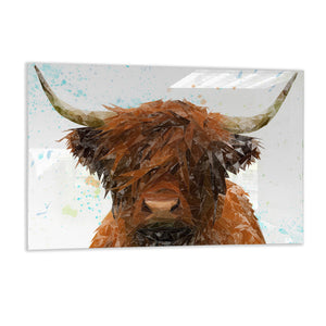 "The Highland" Highland Cow Glass Wall Art