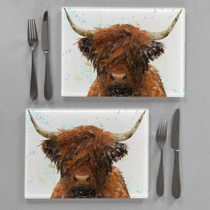 "The Highland" Highland Cow Premium Glass Placemat