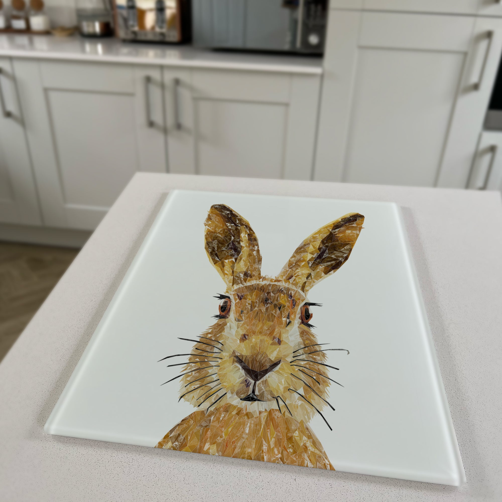 The Hare Portrait, Premium Glass Worktop Saver