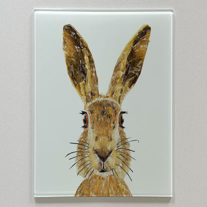 The Hare Portrait, Premium Glass Worktop Saver