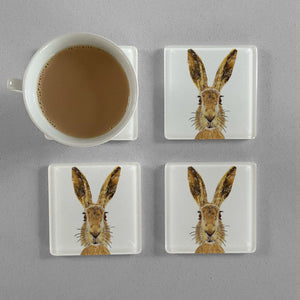 "The Hare" Premium Glass Coasters