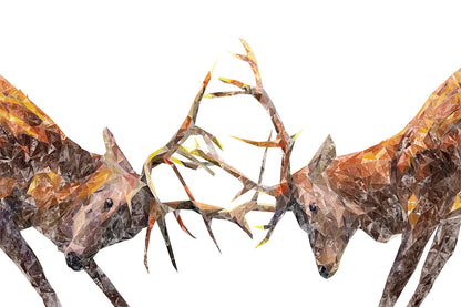 "The Showdown" Rutting Stags Glass Wall Art