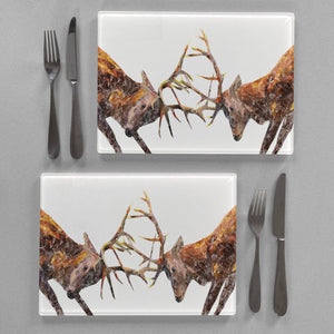 "The Showdown" Rutting Stags Premium Glass Placemat