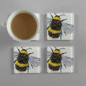 "The Bee" Premium Glass Coasters