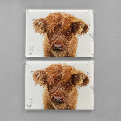 "Peeps" The Highland Calf Premium Glass Placemat