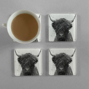 "The Highland" (B&W) Premium Glass Coasters