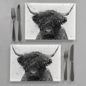 "The Highland" (B&W) Premium Glass Placemat