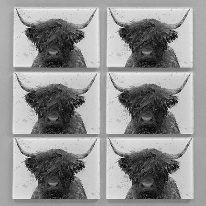 "The Highland" (B&W) Premium Glass Placemat