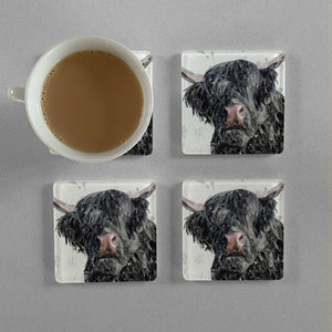 "Bruce" The Highland Bull Premium Glass Coasters