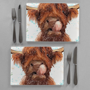 "Harry" The Highland Cow Premium Glass Placemat