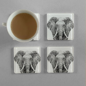 "Ernest" The Elephant Premium Glass Coasters