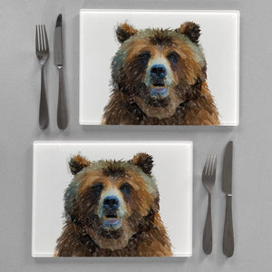 "Monty" The Brown Bear Premium Glass Placemat