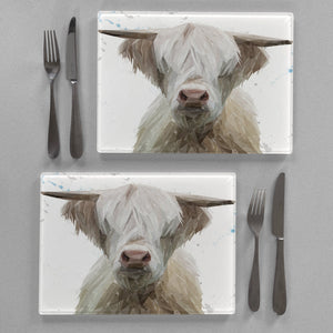 "Evan" The Highland Bull Premium Glass Placemat