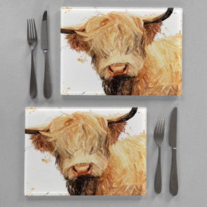 "Brenda" The Highland Cow Premium Glass Placemat