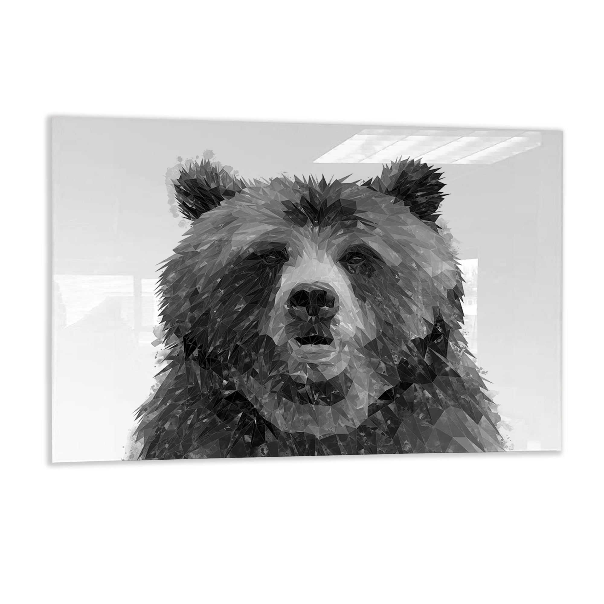 "Monty" The Brown Bear (B&W) Glass Wall Art